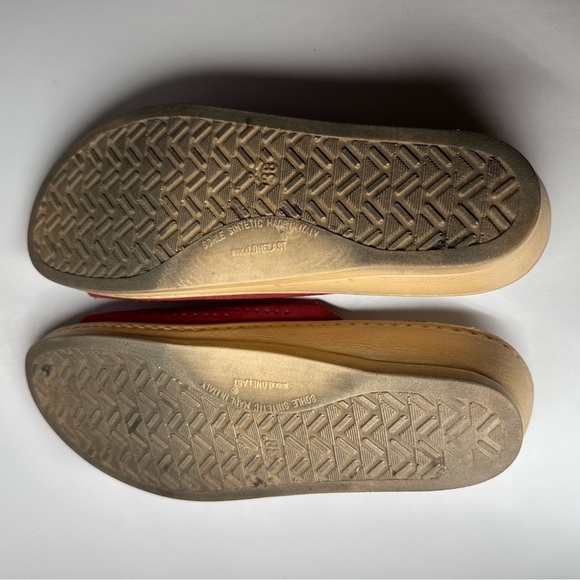 Fly Flot Suede Wedge Slides Women's US 7.5 EU 38 Red Anti Shock Italy Comfort - Picture 12 of 13